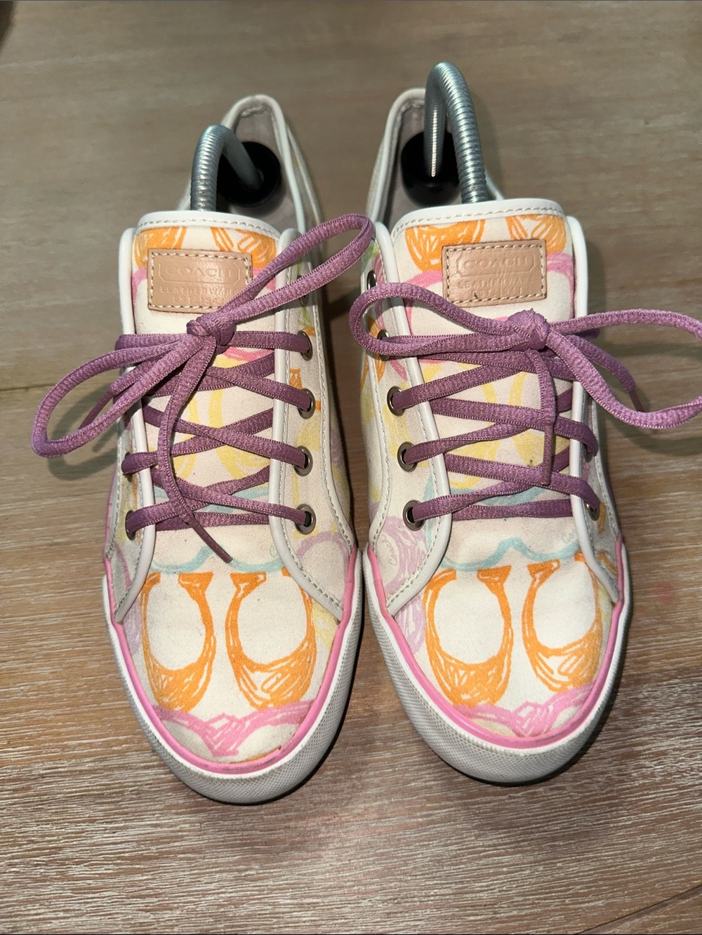 Coach Multicolor Canvas Sneakers with Purple Laces